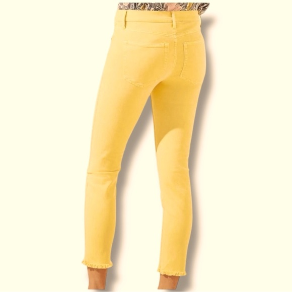 Ann Taylor LOFT Size 26/2 Yellow Modern Skinny Cropped Jeans Raw Hem - Picture 6 of 7